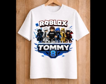 Inspired Roblox Birthday T-shirt, Anime Party Theme, Family Matching, Gift for Kids, Custom Name, Age