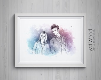 Doctor Who Print - The Doctor and Rose Illustration
