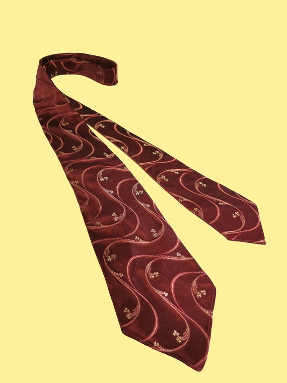 WINDSOR 1930 Tie SATIN BROWN Vintage Arabesque Flo