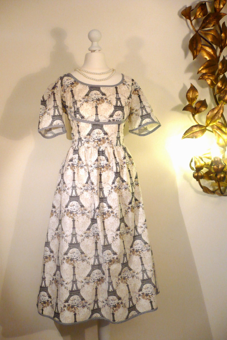 NOVELTY DRESS Vintage EIFFEL Tower Paris Design Rockabilly Etsy