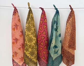 Pack of 5 Premium Quality Hand Made indian cotton Bandana/Headband/Neckerchief/Necktie/Foulard