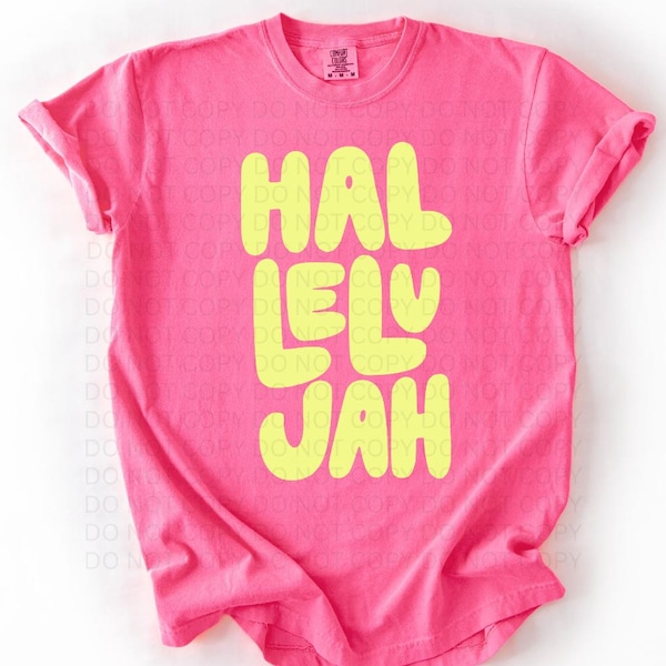 Hallelujah PNG Bundle, Christian Faith Shirt Graphic, Bible Typography (5 Color Variations)