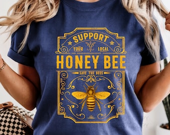 Vintage Honey Bee PNG: Support Local Bees, Save Bees Shirt Design (Digital Download)