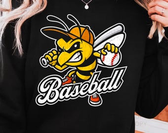 Yellowjackets Baseball Shirt Design | Yellow Jackets Mascot Graphic | Baseball Team Apparel Art | Digital Download