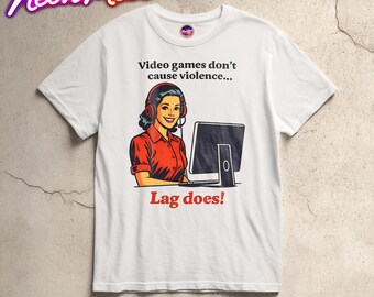 Videospel orsakar inte våld Rolig gamer-t-shirt Retro Gaming Humor Tee Om Lag