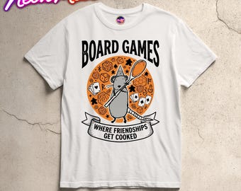 Brädspelsråtta T-shirt Rolig bordsspels-T-shirt, söt trollkarlsråtta-spelkväll