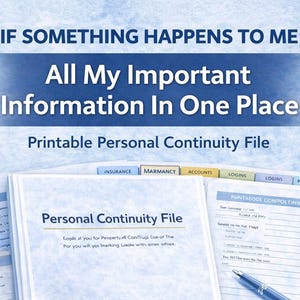 Fascicolo di continuità personale / Organizzatore di informazioni di emergenza / Planner "Se mi succede qualcosa" / PDF stampabile
