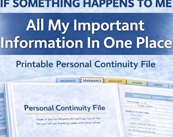Akta ciągłości osobistej | Organizator informacji awaryjnych | Planer „Jeśli coś mi się stanie” | Plik PDF do druku