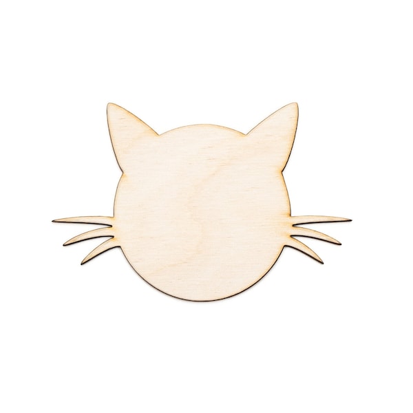 Cat With Whiskers Head Silhouette-Wood Cutout-Cat Wood Shape-Cute Cat Sign-Various Sizes-Cat Home Decor-Pet House Wood Accents-Pet Decor