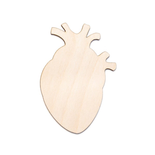 Anatomical Heart-Blank Wood Cutout-Realistic Heart Shape-Wood Heart Decor-Various Sizes-DIY Crafts-Wood Body Pieces-Anatomy Wood Decor