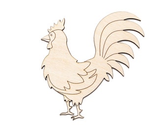 Gallo-dettaglio legno ritaglio-animali da fattoria arredamento-arredamento casa fattoria-varie dimensioni-artigianato fai da te-due opzioni di design-artigianato verniciabile-uccello del mattino