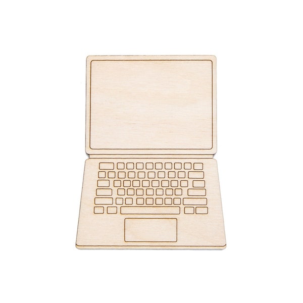 Laptop Detail Wood Cutout Computer and Tech Theme Decor-Various Sizes-DIY Crafts-Unfinished Wood-Electronic Cutouts-Office Decor Accents