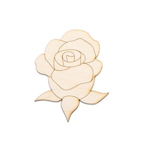 Flower Rose - Laser Cut Out Unfinished Wood Craft Shape FLR3 Flower Rose - Laser Cut Out Unfinished Wood Craft Shape FLR3