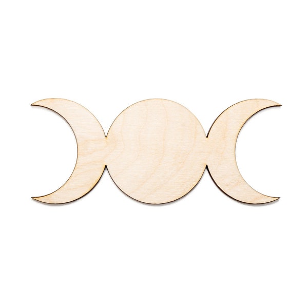 Triple Moon Blank Wood Cutout-Triple Moon Goddess-Various Sizes-Triple Moon Wood Decor-Wiccan Wood Decor-Witchy Theme Decor-Crescent Moons