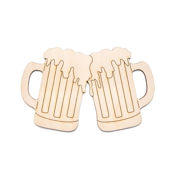 Foamy Beer Mugs Toast-Detail Wood Cutout-Beer And Alcohol Wood Decor-Special Occasions Decor-Various Sizes-DIY Crafts-Dad Gifts-Den Decor
