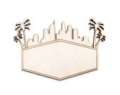 Los Angeles Silhouette Sign-Wood Cutout-DIY Signs And Labels-LA Theme Decor-California Palm Trees-Various Sizes-Unfinished Wood-LA Fan Decor