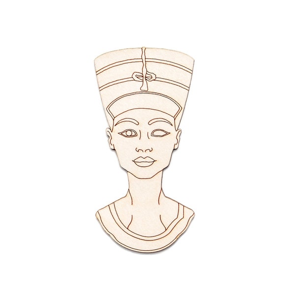 Nefertiti Bust-Front-Detail Wood Cutout-Egyptian Queen-Iconic Bust-Various Sizes-DIY Crafts-Egyptian Theme Decor-Ancient History Wood Cuts