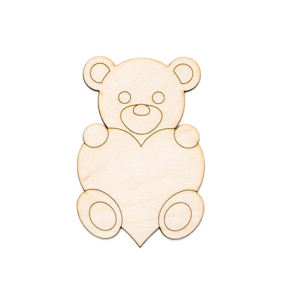 Hugging Teddy Bear With Heart-Wood Cutout-Cute Bear Hugging Heart Decor-Various Sizes-DIY Crafts-Valentine Wood Decor-Teddy Bear Sign