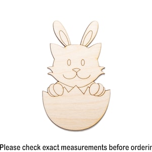Kitten In Egg Shell Wood Cutout - Laser Cut Unfinished Craft Shape - Multiple Sizes