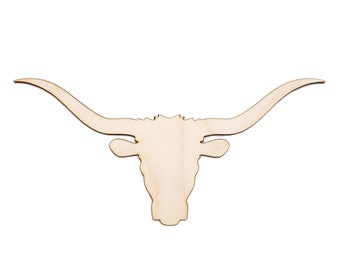 Longhorn Bull-Blank Legno Ritaglio-Texas Longhorn-Cattle Decor-Varie Dimensioni-Fai Da Te Artigianato-Unfinished Wood-Farm Animals-Bull Head Cutout-Cowboy