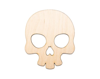 Skull Chunky Wood Cutout - Laser Cut Unfinished Craft Shape - Multiple Sizes
