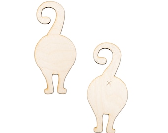 Cat Butt Wood Cutout-Cat Shape Decor-Various Sizes-DIY Crafts-Cat Gifts-Funny Cat Decor-Cat Butt Wood Shape-With Asterisk Or Blank Option