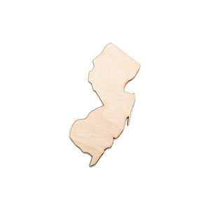 Estado de Nova Jersey - Recorte de madeira em branco - Recorte de madeira de estados individuais - Decoração dos EUA - Vários tamanhos - Artesanato faça você mesmo - Decoração do estado de origem - Viagem - Estados em branco