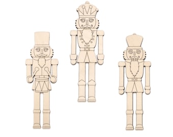 Nutcrackers Detail Wood Cutout - Laser Cut Unfinished Craft Shape - Multiple Sizes - Various Designs