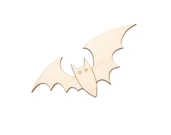 Bat Angled Design Wood Cutout - Laser Cut Unfinished Craft Shape - Multiple Sizes