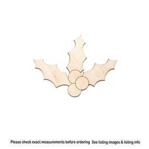 Holly and Berries-Wood Cutout-Holiday Holly Wood Decor-Plants & Flowers Decor-Various Sizes-DIY Crafts-Christmas-Holiday Home Wood Decor