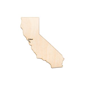 Sagoma in legno dello Stato della California - Taglio laser, forma artigianale non rifinita - Diverse dimensioni