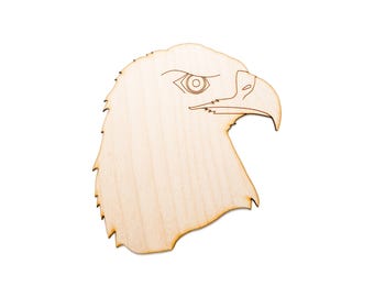Bald Eagle Head Wood Cutout-Predatory Bird-Various Sizes-DIY Crafts-American Eagle-Wood Eagle Shape-Patriotic Theme Decor-Wildlife Decor