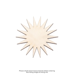 Soleil - Découpe en bois - Étoiles pointues - Étoiles scintillantes et étoiles - Différentes tailles - Travaux manuels - Formes en rafale d'étoiles - Décoration pop - Étoiles et formes en bois soleil