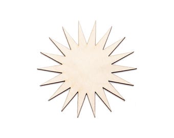 Sun Burst-Ritaglio di legno-Stella appuntita-Stelle e scintille-Varie dimensioni-Artigianato fai da te-Forme di stelle scoppiate-Arredamento pop per la casa-Stelle e forme di legno del sole