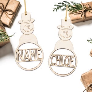 Custom Snowman-Name Wood Ornament-Unfinished Wood Ornament-DIY Crafts-Holiday Ornament-Custom Ornament-Personalized Gifts-Family Name Decor