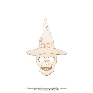 Découpure en bois de sorcière-détail de tête de mort-vieille chapeau de sorcière-décor de sorcière effrayante-maison d'halloween-différentes tailles-têtes de mort dans des chapeaux-froid Artisanat-gothique-magique
