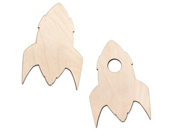 Rocket Ship Blank Wood Cutout - Laser Cut Unfinished Craft Shape - Multiple Sizes