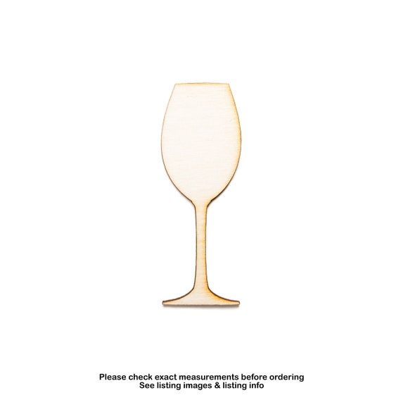 Wine Glass Blank Wood Cutout-flat Bottom Stem-classic Wine Glass-various  Sizes-wine Glass Decor-wine Party Theme Decor-diy Crafts-drinks 