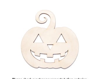 Classic Jack O' Lantern Blank Wood Cutout - Laser Cut Unfinished Craft Shape - Multiple Sizes