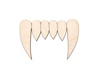 Vampire Fangs Wood Cutout - Laser Cut Unfinished Craft Shape - Multiple Sizes