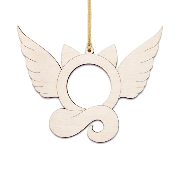 Cat Memorial Wood Ornament-Laser Cut-Choose A Size-DIY Crafts-Pet Ornaments-Pet Photo Gift-Wood cutout-Pet Memorial Gifts-Cat Wings Ornament