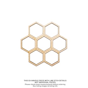 Honeycomb-Round-Wood Cutout-Detail Cut-Honey Bee Theme Decor-Various Sizes-Honeycomb Wood Accents-Geometric Shapes-Hexagon Shape-Open Combs