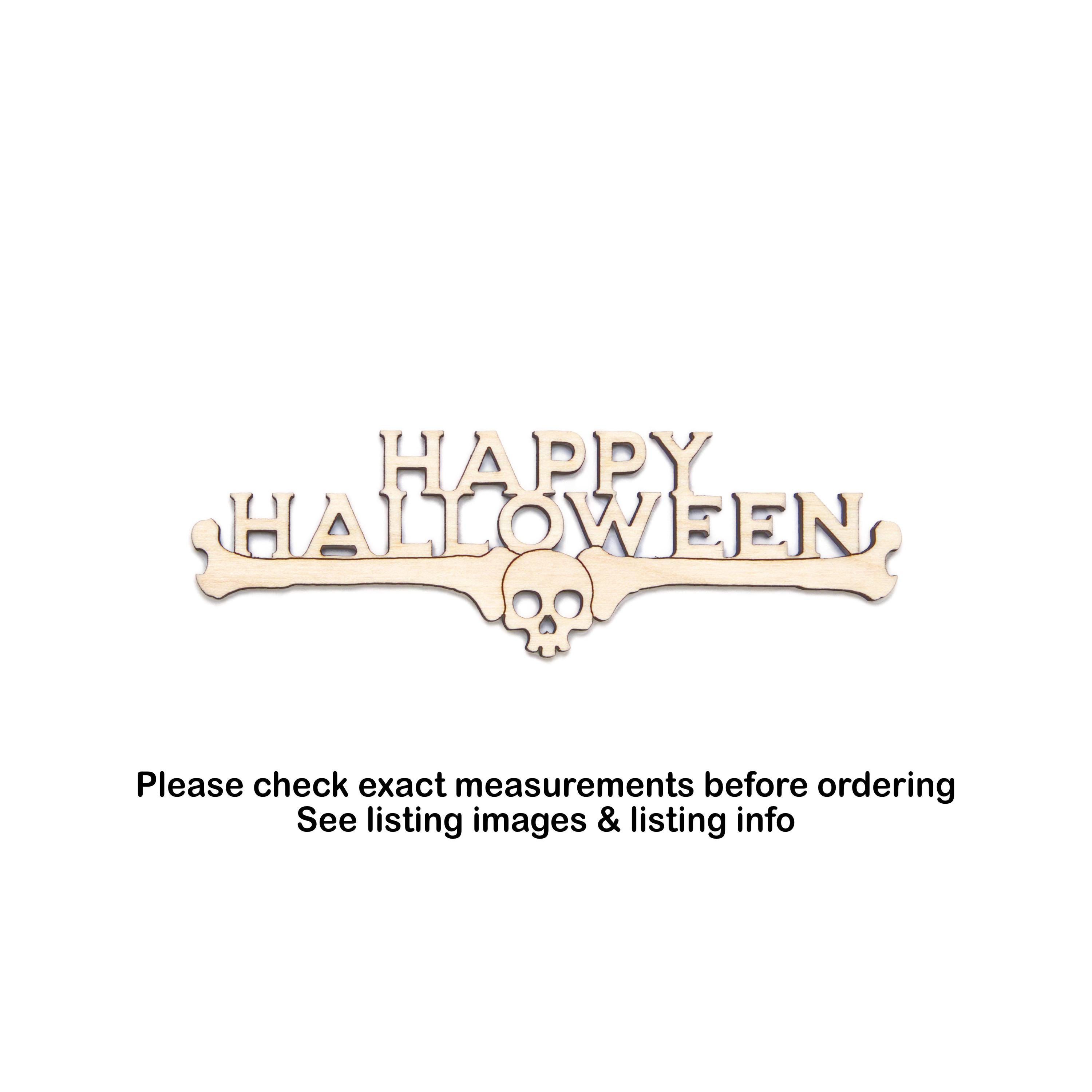 ハッピーハロウィン ボーンズ テキスト 木製切り抜き - レーザーカット
