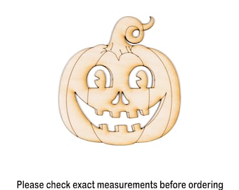Jack O Lantern Happy Face Wood Cutout - Laser Cut Unfinished Craft Shape - Multiple Sizes
