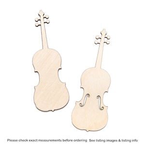 Violin - Blank Wood Cutout Musical Instruments Musician Theme Decor Various Sizes DIY Crafts Two Design Options Unfinished Wood Music Room