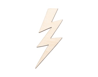 Lightning Bolt Wood Cutout - Laser Cut Unfinished Craft Shape - Multiple Sizes