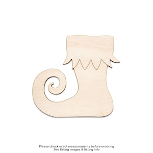 Recorte de madera para calcetín de elfo - Forma artesanal sin acabado cortada con láser - Varios tamaños