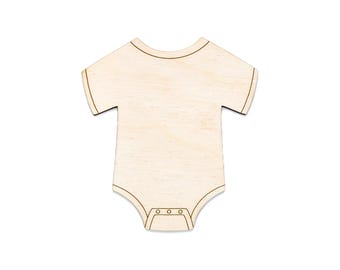 Baby Bodysuit Detailed Wood Cutout - Laser Cut Unfinished Craft Shape - Multiple Sizes