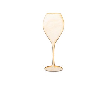 Figura de madera con forma de copa de vino de base redonda - Corte láser sin acabado - Varios tamaños