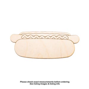 Hotdog Wood Cutout-Classic Hot Dog Wood Shape-Various Sizes-Food Theme Decor-Hotdog Party-Diner Food Decor-Classic Foods Wood Embellishments
